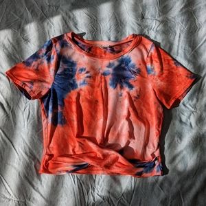 Sozy "Kendall" tie-dye orange & blue crop top